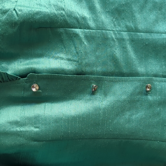 3 Sisters Silk Linen 2 piece Skirt Set Turquoise 14 Mother of the Bride Floral - Picture 3 of 8